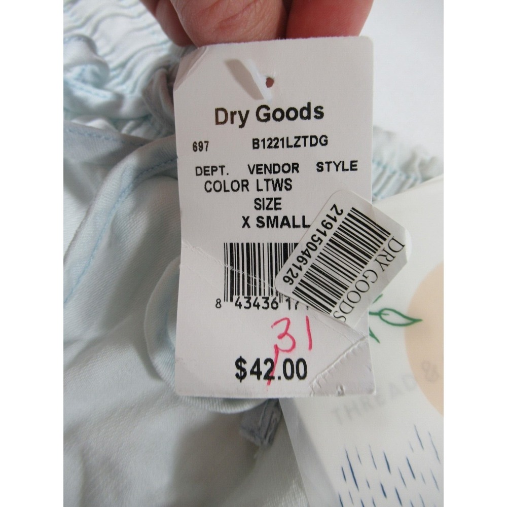 NEW Thread & Supply Tencel Lyocell Shorts Women XS Blue Raw Hem Elastic Waist - Picture 4 of 7